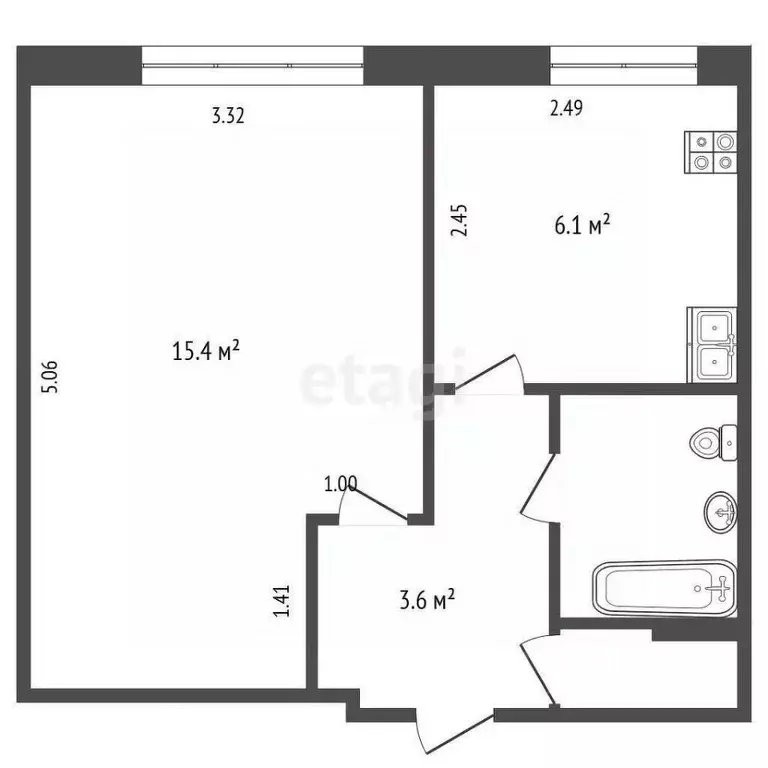 1-к кв. Татарстан, Набережные Челны Автозаводский просп., 44 (28.8 м) - Фото 2