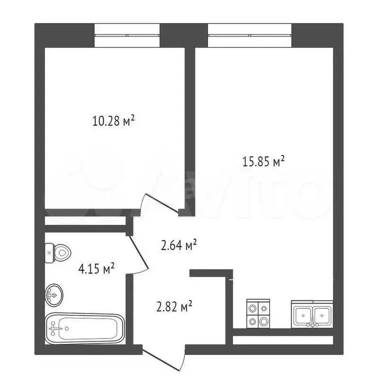 1-к. квартира, 35,7 м, 4/4 эт. - Фото 0
