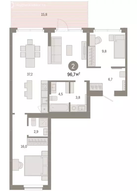 2-комнатная квартира: Новосибирск, квартал Лебедевский, 1/3 (96.7 м) - Фото 2