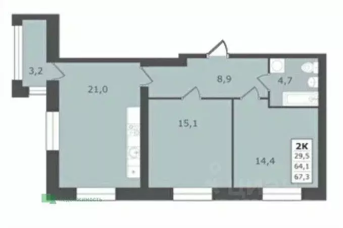2-к кв. Ставропольский край, Ессентуки  (67.3 м) - Фото 1