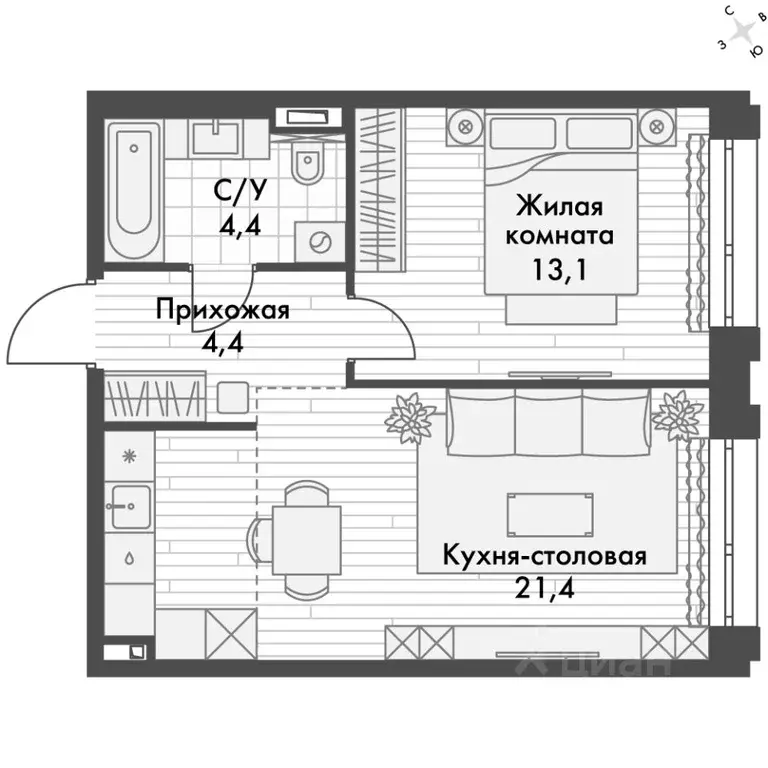 2-к кв. Приморский край, Владивосток ул. Крылова, 10 (43.3 м) - Фото 0