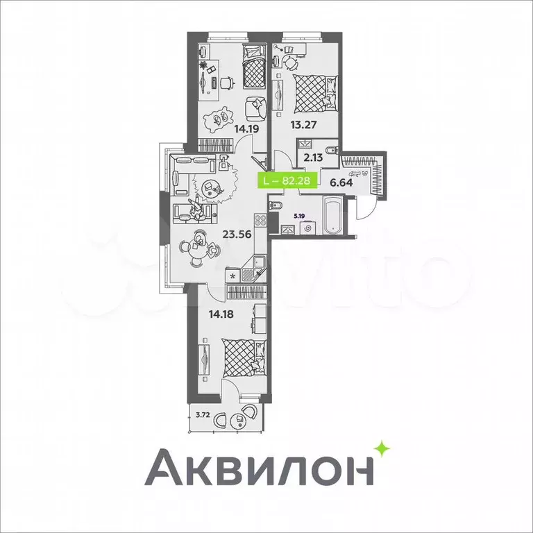 3-к. квартира, 80,3 м, 3/8 эт. - Фото 0