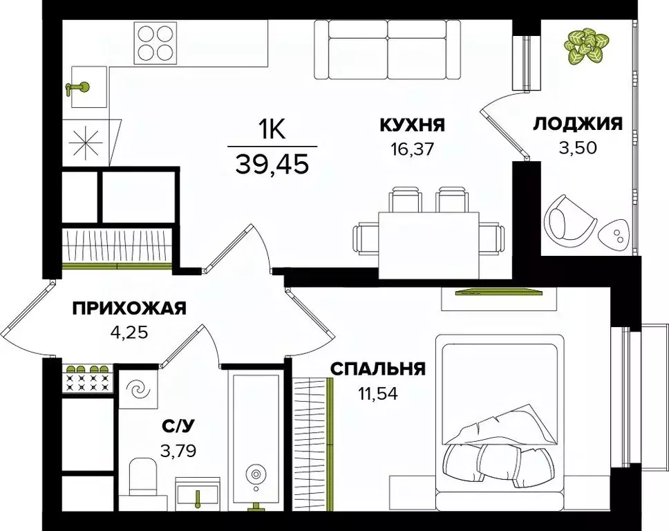 1-к кв. Тульская область, Тула  (39.45 м) - Фото 0