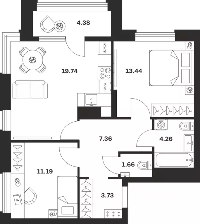 2-к кв. Тульская область, Тула городской округ, с. Осиновая Гора, ... - Фото 0