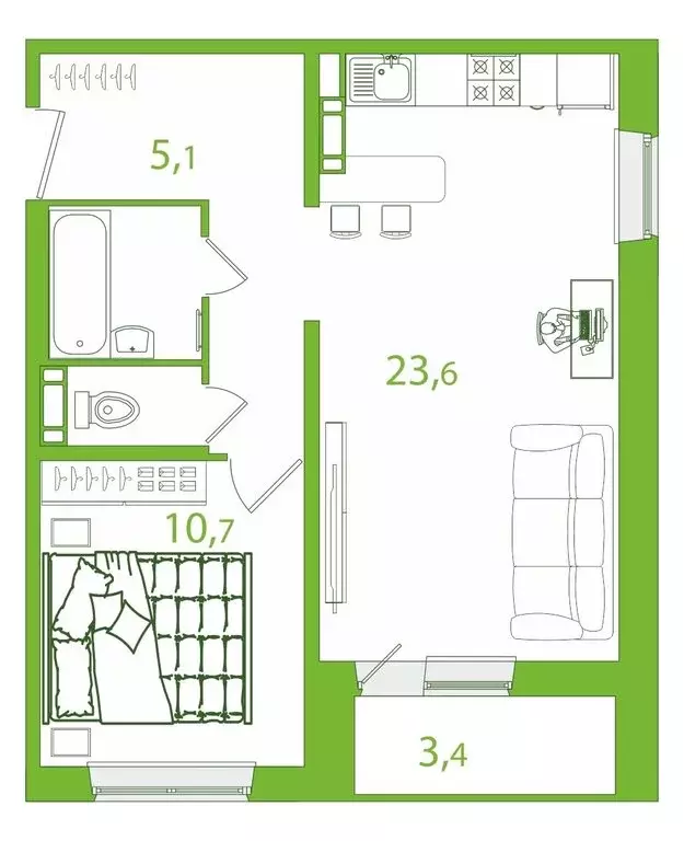 2-комнатная квартира: Томск, улица Пришвина, 44 (49 м) - Фото 0