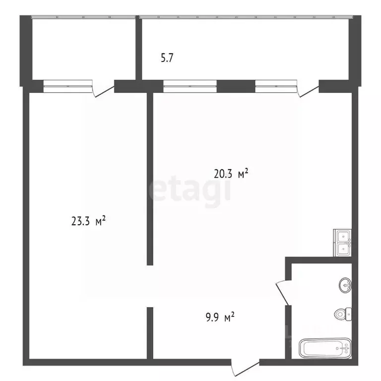 2-к кв. Самарская область, Тольятти ул. Баныкина, 16Б (59.6 м) - Фото 1