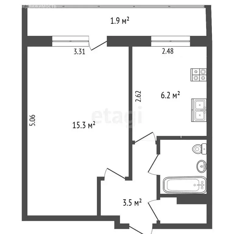 1-комнатная квартира: Набережные Челны, улица Татарстан, 25/117 (30 м) - Фото 1