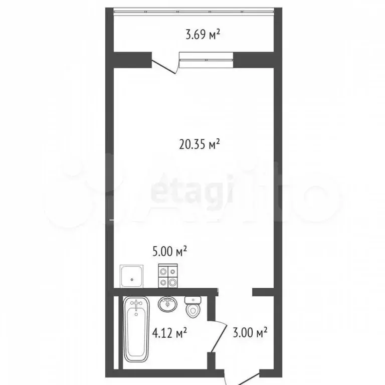 Квартира-студия, 36 м, 6/10 эт. - Фото 0