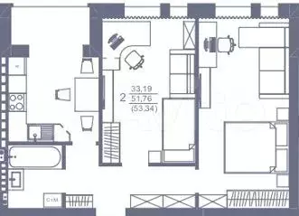 2-к. квартира, 53 м, 2/3 эт. - Фото 0