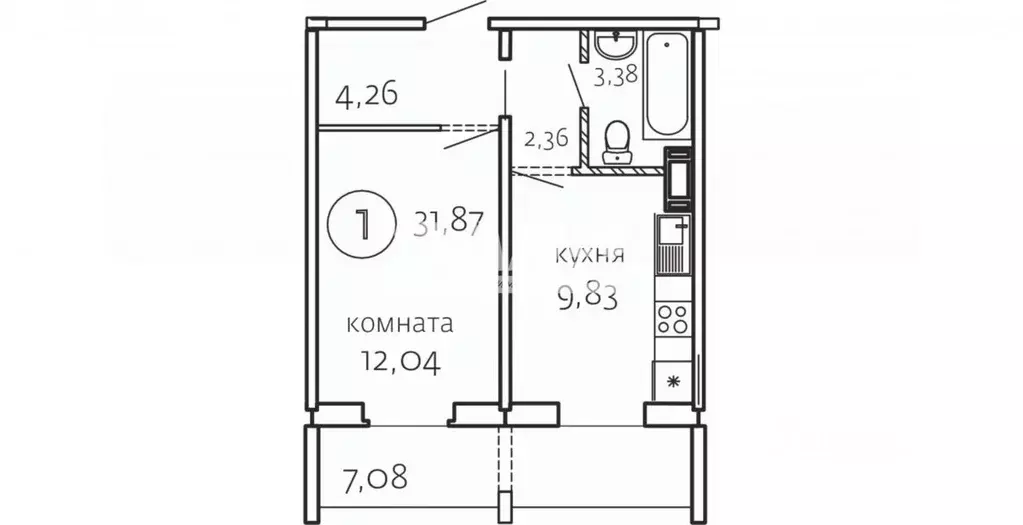 Студия Челябинская область, Челябинск ул. Маршала Чуйкова, 32 (26.77 ... - Фото 1