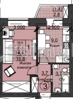 1-комнатная квартира: Оренбург, Улица Николая Ерышева, 11 (34.4 м) - Фото 0