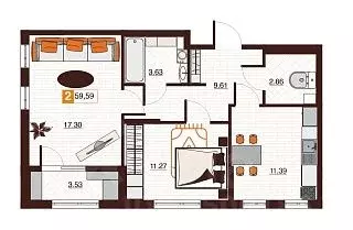 2-к кв. Оренбургская область, Оренбург Северный жилрайон, Фамильные ... - Фото 1