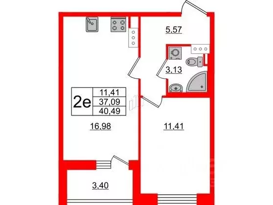 1-к кв. Санкт-Петербург Белоостровская ул., 10к1 (37.09 м) - Фото 0