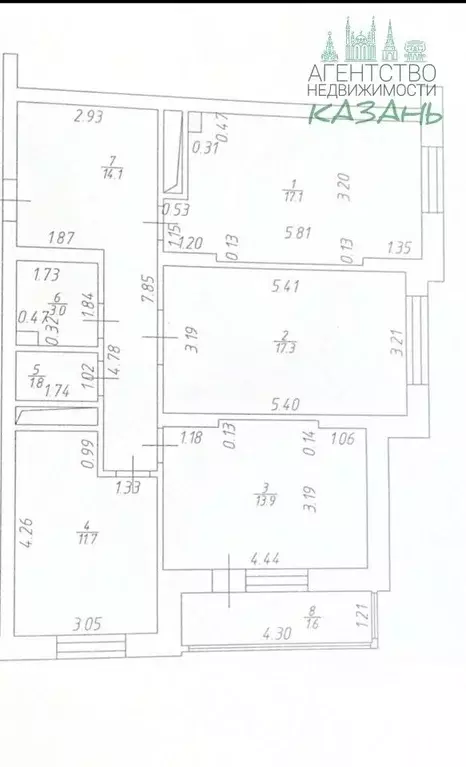 3-к кв. Татарстан, Казань ул. Оренбургский Тракт, 140Г (78.9 м) - Фото 2