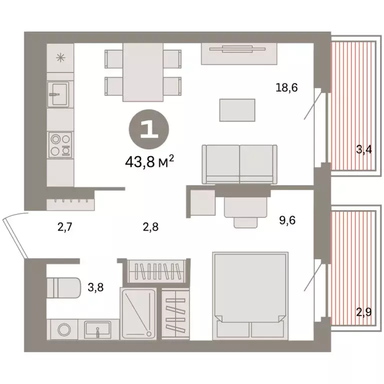 1-комнатная квартира: Екатеринбург, жилой район Сортировочный, ... - Фото 2