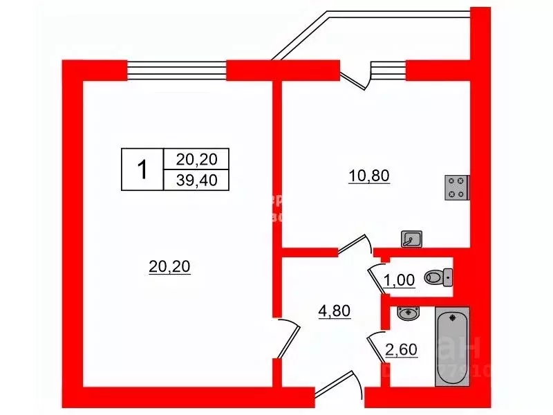 1-к кв. Санкт-Петербург ул. Фаворского, 15К1 (39.4 м) - Фото 1