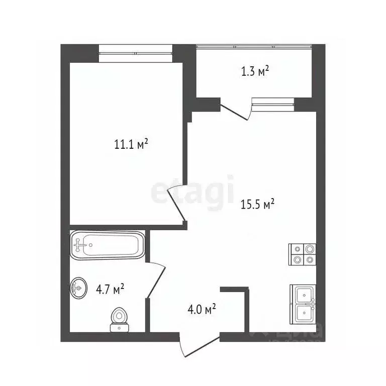 1-к кв. Тюменская область, Тюмень Полевая ул., 117к8 (36.6 м) - Фото 1