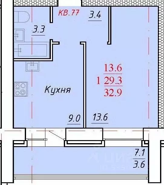 1-к кв. Алтайский край, Новоалтайск Индустриальная ул., 18 (32.9 м) - Фото 0