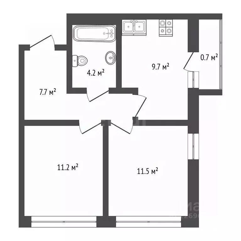 2-к кв. Москва пос. Коммунарка, ул. Потаповская Роща, 20к1 (44.7 м) - Фото 2
