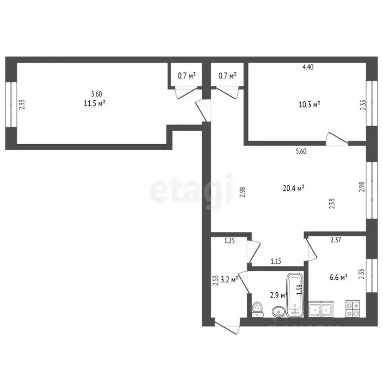 3-к кв. Татарстан, Альметьевск ул. Ленина, 72 (55.7 м) - Фото 2