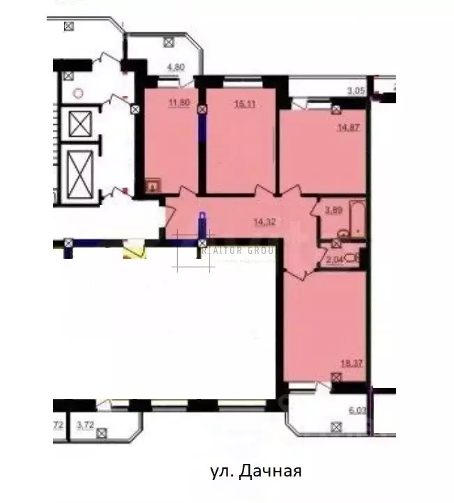 3-к кв. Новосибирская область, Новосибирск Дачная ул., 23/5 (79.7 м) - Фото 1