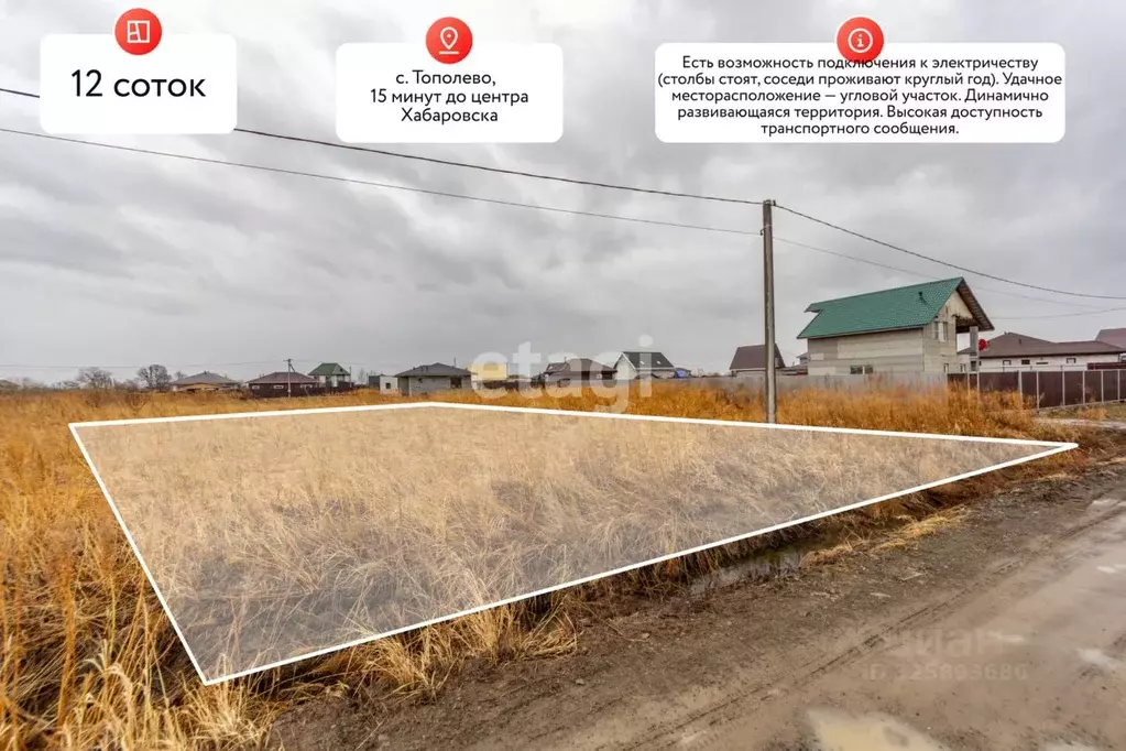 Участок в Хабаровский край, Хабаровский район, Тополевское с/пос, с. ... - Фото 1