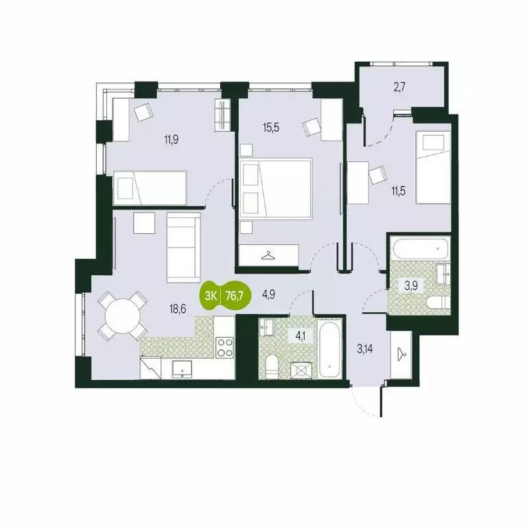 4-к кв. Забайкальский край, Чита Каштакский мкр,  (76.7 м) - Фото 1