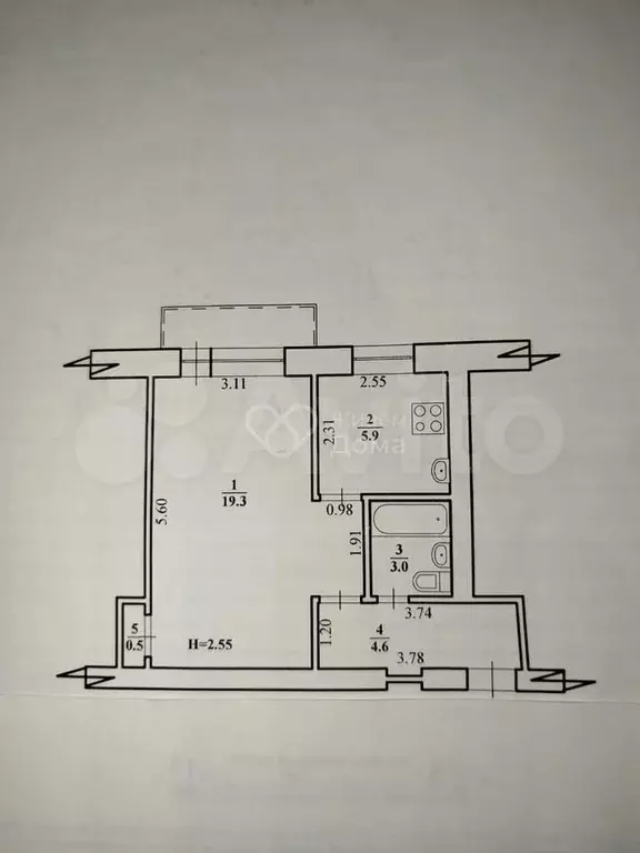 1-к. квартира, 34,1 м, 3/4 эт. - Фото 0
