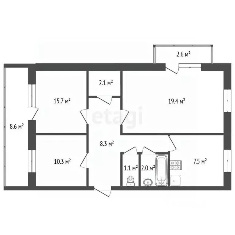 3-к кв. Башкортостан, Стерлитамак Михайловский мкр, ул. Сазонова, 2 ... - Фото 2