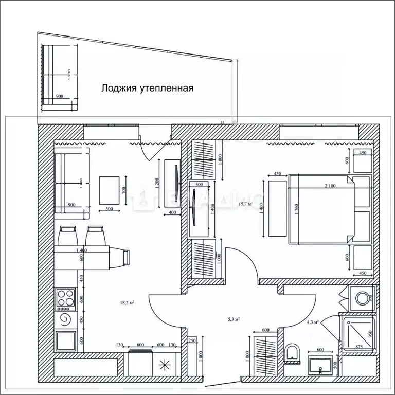 1-к кв. Московская область, Долгопрудный Набережная ул., 29к1 (43.7 м) - Фото 2