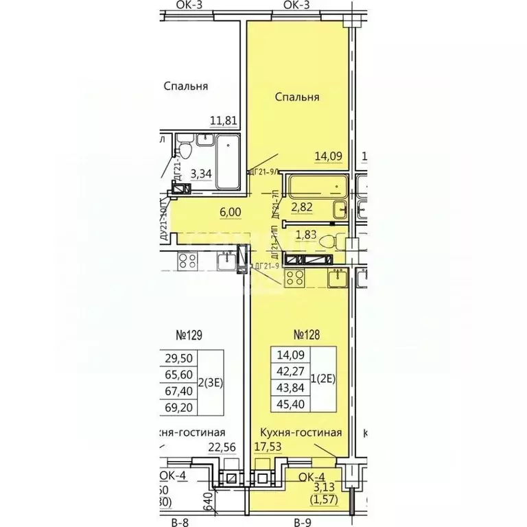 2-к кв. Курская область, Курск Театральная ул., 14 (45.0 м) - Фото 1