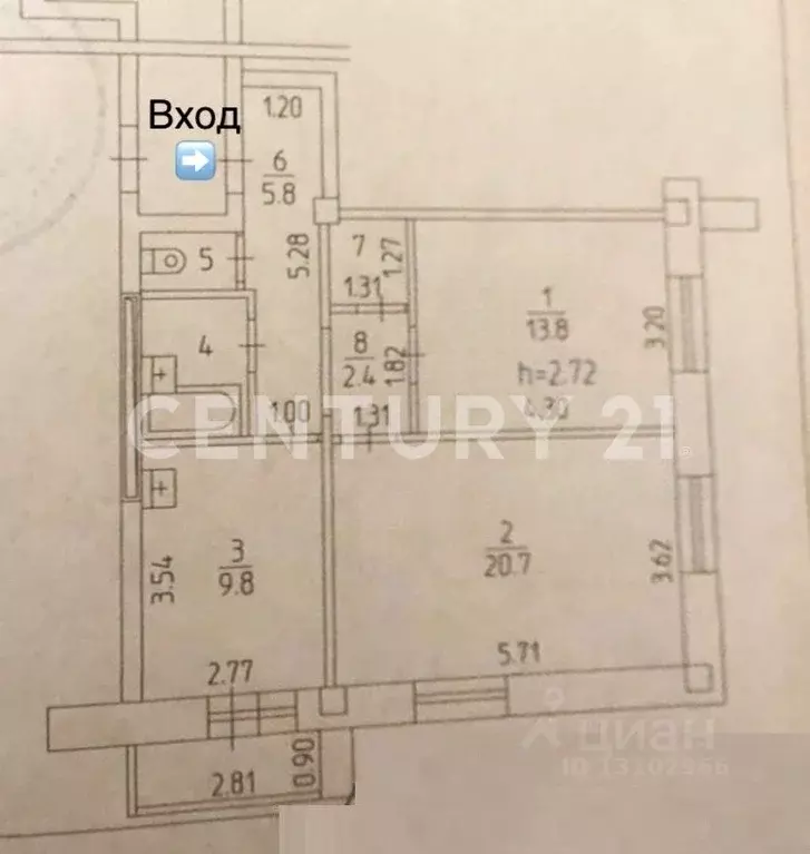 2-к кв. Пермский край, Пермь ул. Александра Щербакова, 43а (58.7 м) - Фото 2