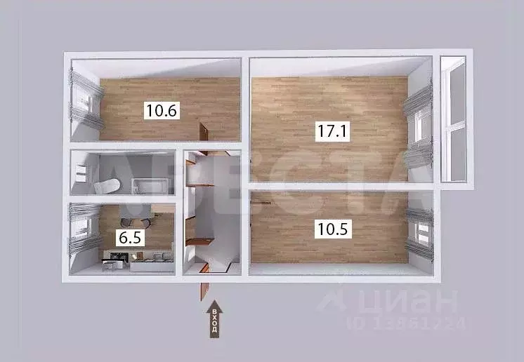 3-к кв. Омская область, Омск ул. 4-я Линия, 229 (53.4 м) - Фото 2
