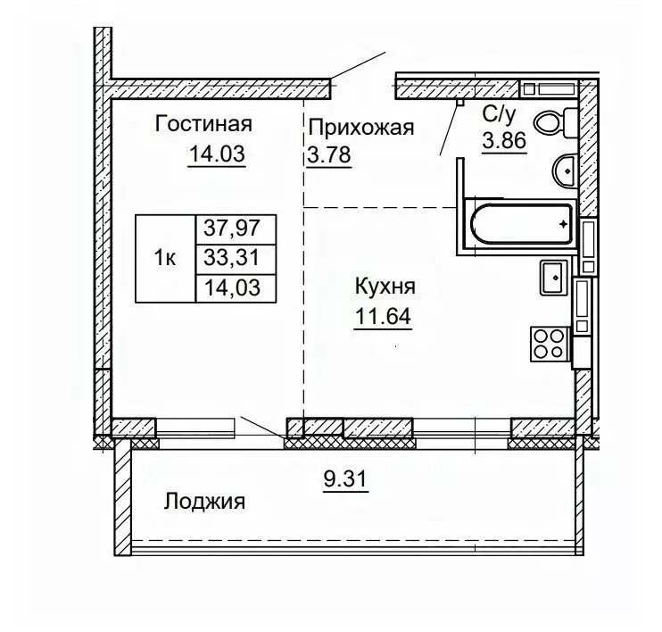 1-к кв. Алтайский край, Барнаул ул. Никитина, 41 (37.97 м) - Фото 0