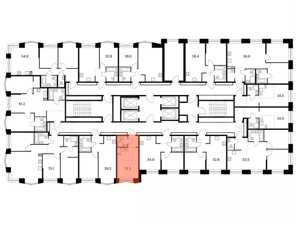 Квартира-студия, 21,3 м, 7/32 эт. - Фото 1