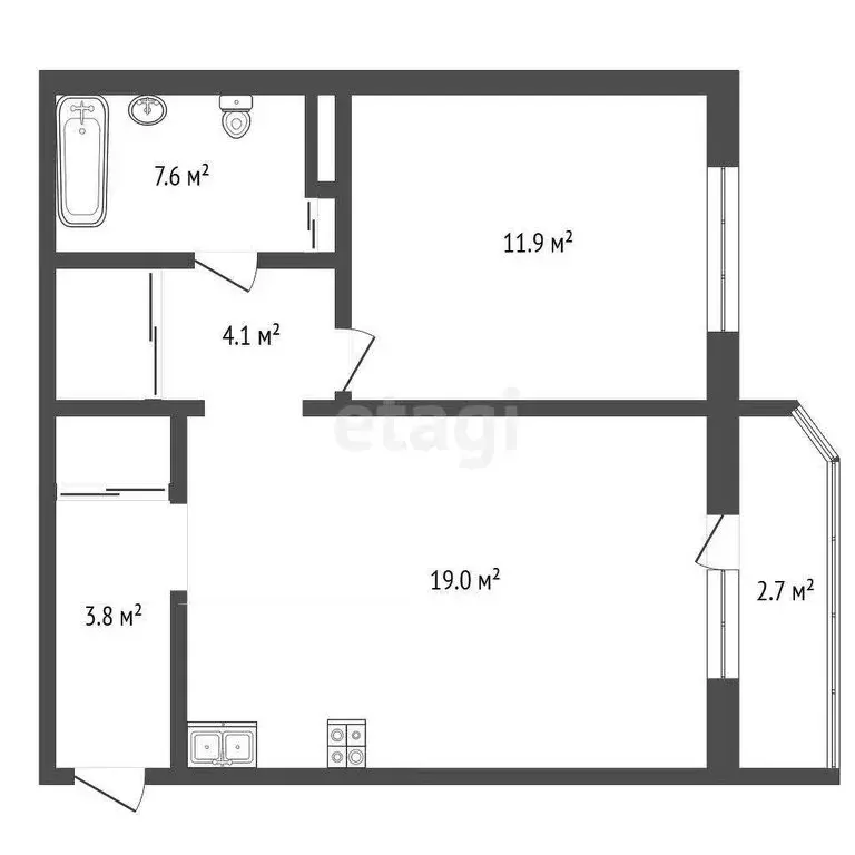 1-комнатная квартира: Дударева, улица Созидателей, 6 (46.5 м) - Фото 1