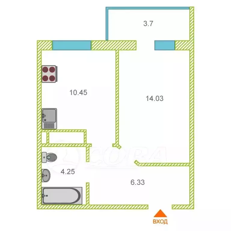 1-комнатная квартира: Тюмень, улица Тимофея Чаркова, 79к3 (35 м) - Фото 2