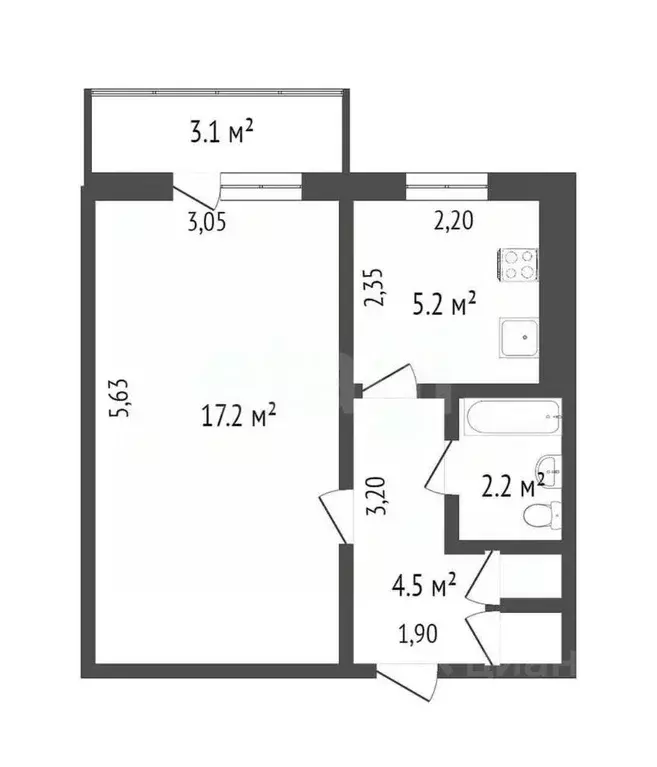 1-к кв. Ростовская область, Ростов-на-Дону Вятская ул., 67/3 (24.0 м) - Фото 0