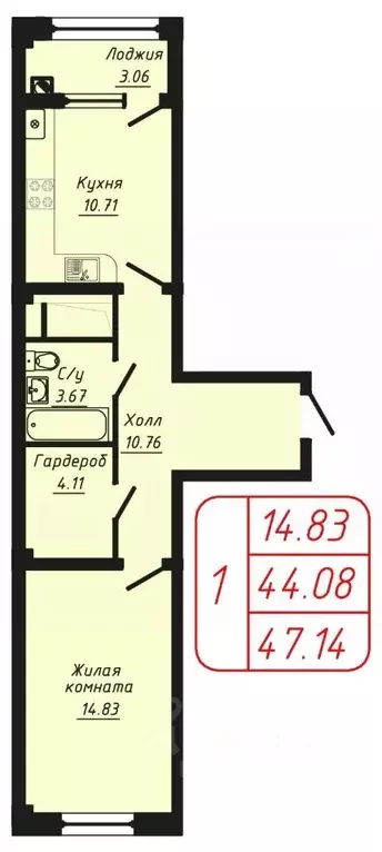 1-к кв. Ставропольский край, Кисловодск Школьный пер., 6 (47.14 м) - Фото 1