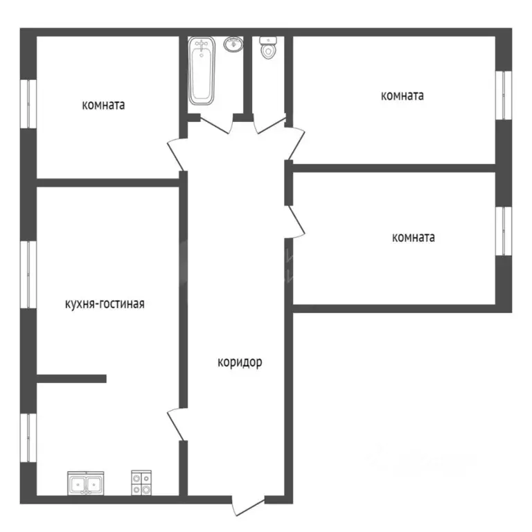 4-к кв. Тюменская область, Тюмень ул. Щербакова, 88 (74.1 м) - Фото 1