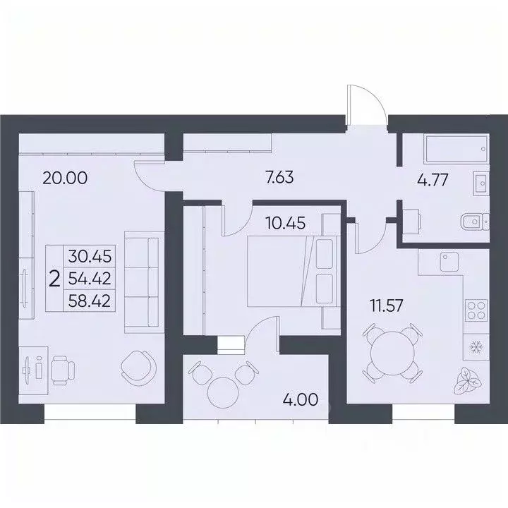 2-к кв. Саратовская область, Татищево рп  (58.42 м) - Фото 1