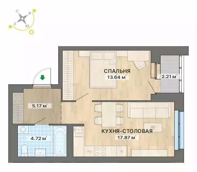1-комнатная квартира: Екатеринбург, жилой район Уралмаш, Авангардная ... - Фото 0