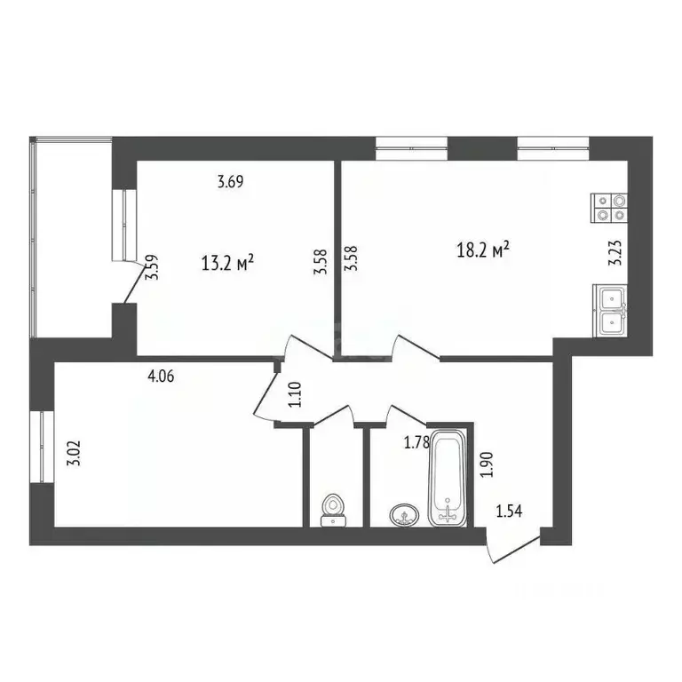 2-к кв. Вологодская область, Вологда Верхний пер., 3 (60.5 м) - Фото 2