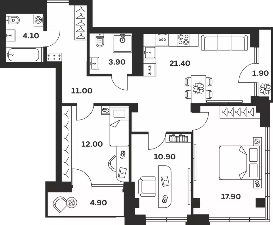 3-к кв. Тульская область, Тула ул. Фридриха Энгельса, 62 (88.0 м) - Фото 1
