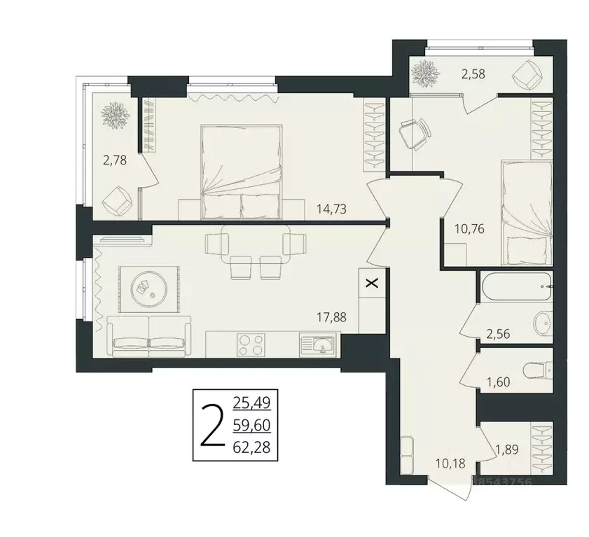 2-к кв. Волгоградская область, Волгоград ул. Степана Разина, 27/1 ... - Фото 1