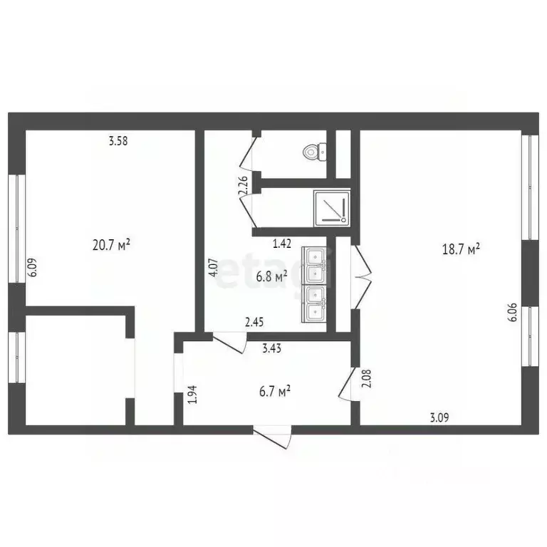 Комната Ханты-Мансийский АО, Нягань 1-й мкр, 46к2 (19.0 м) - Фото 2