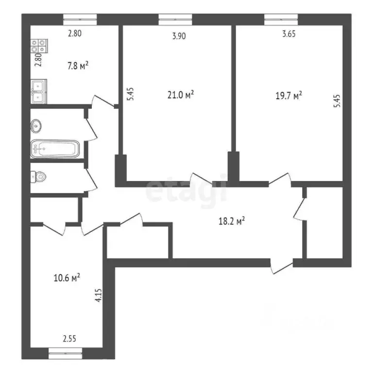 3-к кв. Омская область, Омск просп. Карла Маркса, 10 (87.7 м) - Фото 1