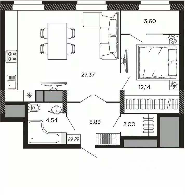 1-к кв. Рязанская область, Рязань ул. Есенина (55.48 м) - Фото 1