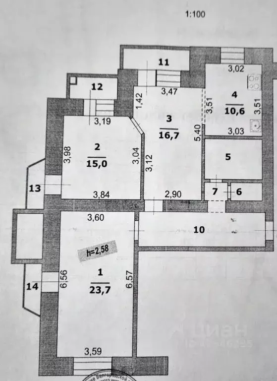 3-к кв. Белгородская область, Белгород ул. Победы, 49к5 (90.0 м) - Фото 2