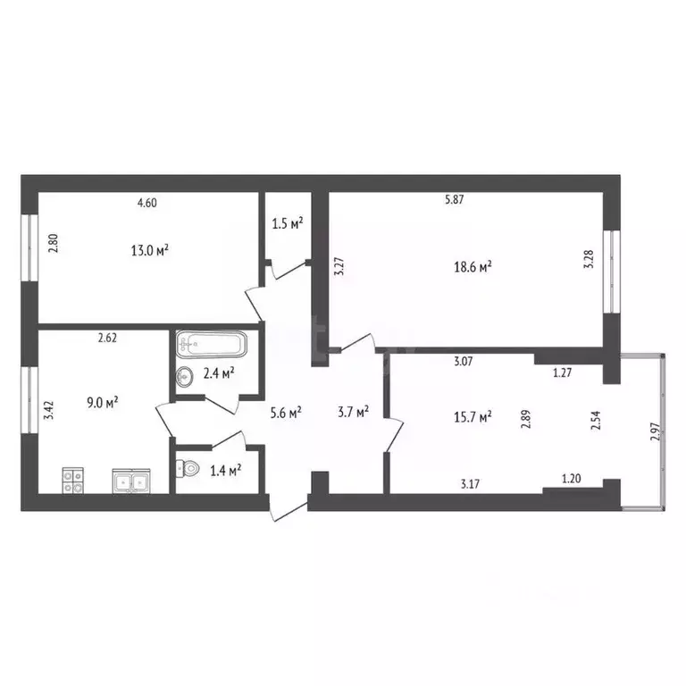 Комната Севастополь ул. Хрусталева, 163 (42.8 м) - Фото 1